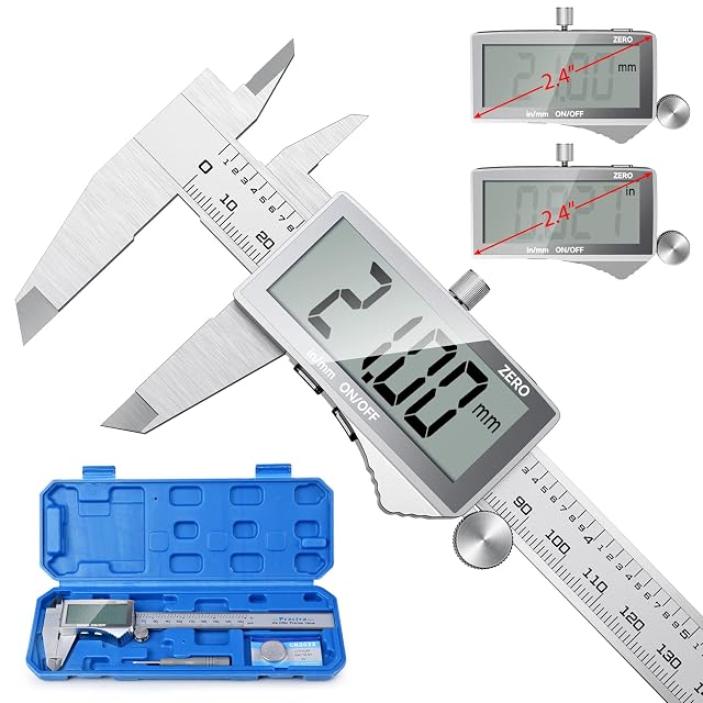 Preciva digitaler Messschieber aus Edelstahl mit beleuchtetem LCD
