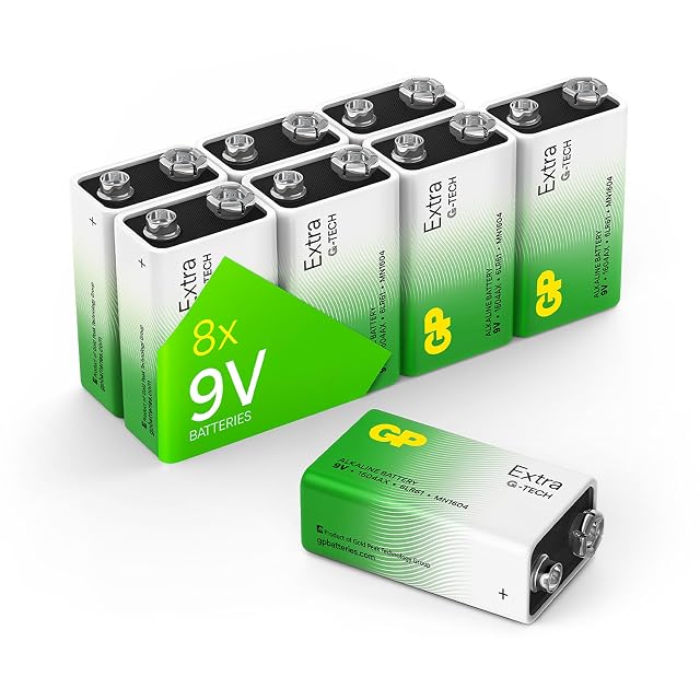 GP Extra Alkaline 9-Volt-Blockbatterien, acht Stück im Pack
