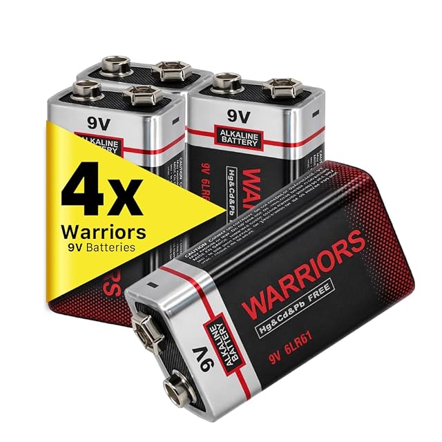 Warriors 9-Volt-Alkali-Blockbatterien in ihrem Viererpack