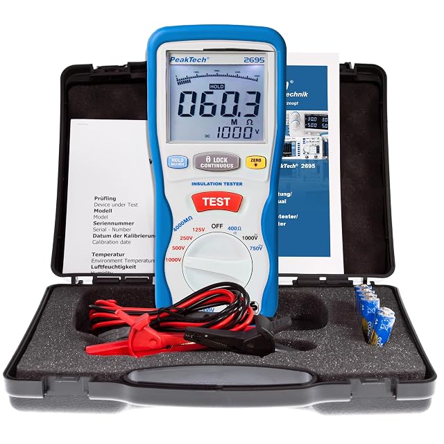 PeakTech P 2695 Isolationsmessgerät mit Doppel-LCD und Messleitungen