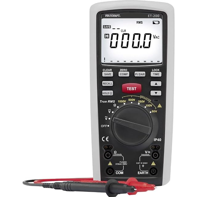 Voltcraft ET-200 Isolationsmessgerät mit Drehschalter und großem Display