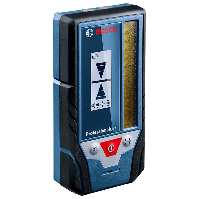 Bosch Professional LR 7 Laserempfänger an einer Wand, Anzeige auf Höhe