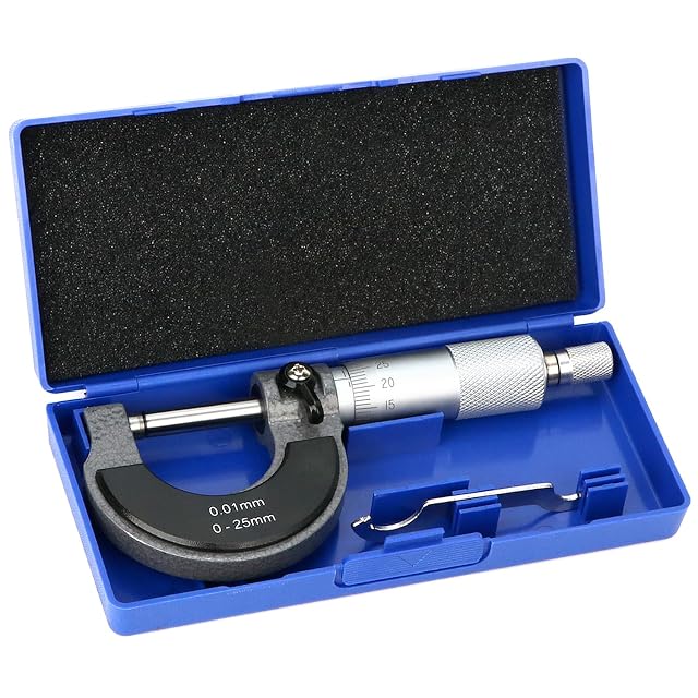 QWORK mechanische Bügelmessschraube mit Trommelskala und Hartmetall-Messflächen