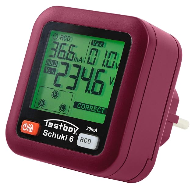 Testboy Testavit Schuki 6 Steckdosenprüfer mit Zwei-Zoll-Display