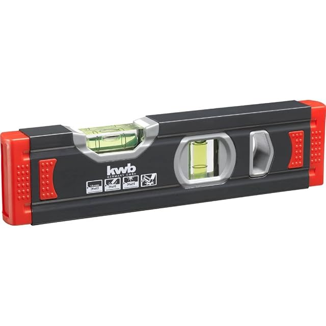 kwb Mini-Aluminium-Wasserwaage, 20 Zentimeter lang, mit waagerechter und senkrechter Libelle