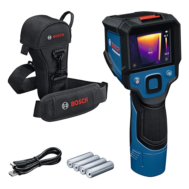 Bosch Professional GTC 12V-450-13 Wärmebildkamera in Blau, mit einem Wärmebild auf dem Display